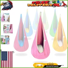 Cozy Pink Kids Pod Swing Seat - Comfortable Cotton Hammock Chair for Relaxation