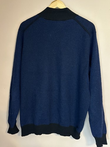 Forte Cashmere Men’s Quarter Zip Sweater Navy Blue Size Large - Picture 6 of 6