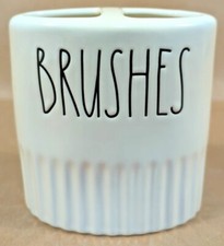 Rae Dunn BRUSHES Fluted Bottom Ceramic Toothbrush Make-up Paint Brush Holder