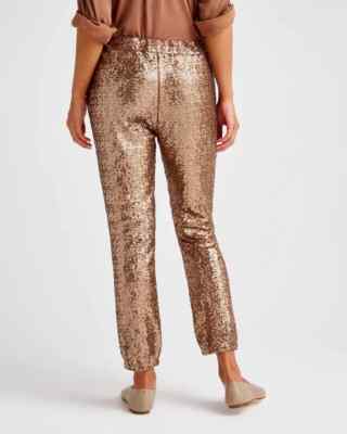 Splendid L64508 Womens Walnut Brown Oxford Sequin Pull-On Pants