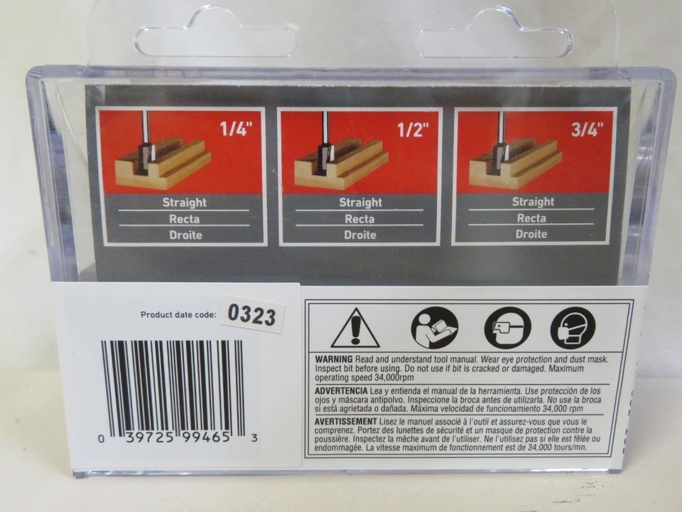 Skil Collet 3 Piece Straight Router Bit Set 91001 1/4