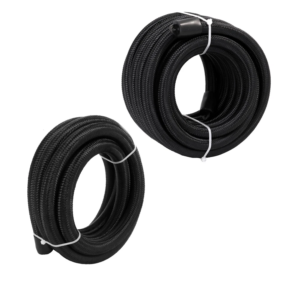 6 8 10AN Nylon Braided Fuel Line Hose Fuel Line Oil Feed Line CPE 20 10FT Black - Image 3 of 4