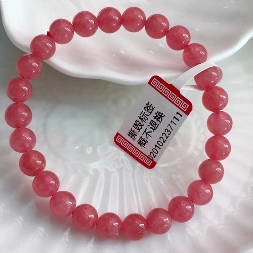 6.8mm Natural Rose Ice Rhodochrosite Gemstone Beads Love Bracelet AAAAA - Imagen 5 de 5
