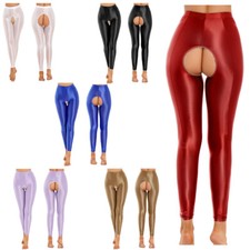 Womens Trousers Open Crotch Pants Underwear Pantyhose Stretchy Clubwear Tights