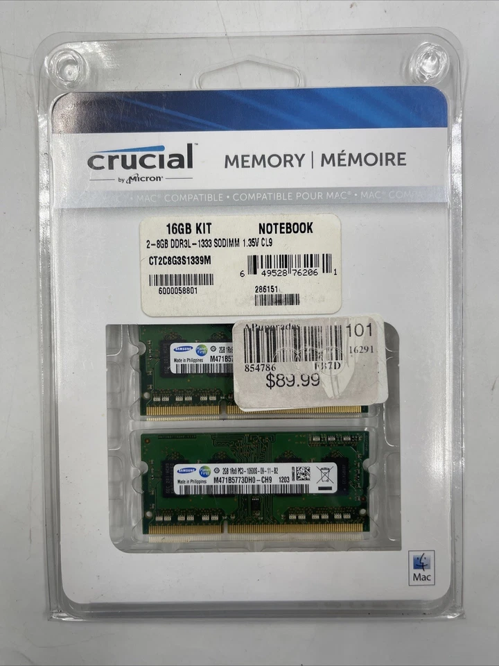16GB (2x8GB) DDR3 1333MHz SODIMM Crucial CT2K8G3S1339M RAM With 2GBx2 - Image 2 of 4