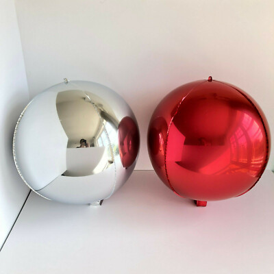 Brand New 18'' Sphere Orb Round Balloons Silver & Red Party Balloons