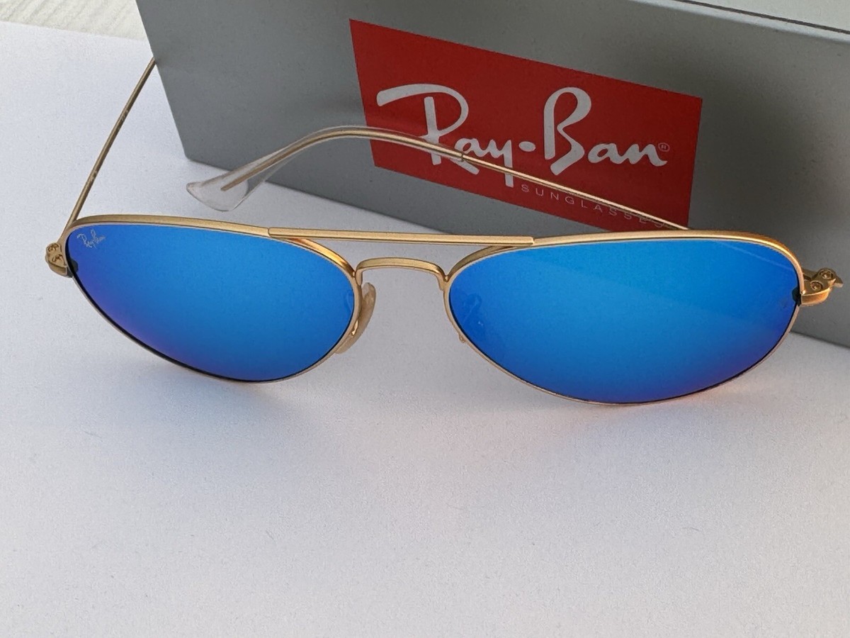 Ray-Ban 3025 Blue Aviator Sunglasses 58mm Ray-Ban Aviator 58mm Rose Gold Blue RB 3025 Large Metal 9202  main image 4