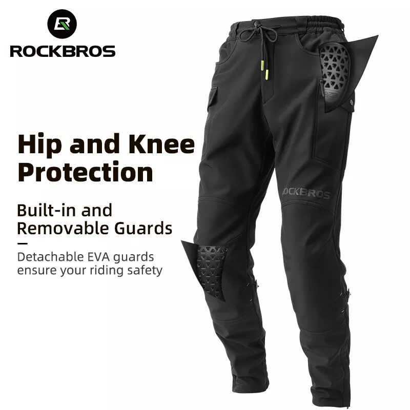 ROCKBROS Winter Motorcycle Pants Knee Hip Protection Fleece Cycling  Trousers