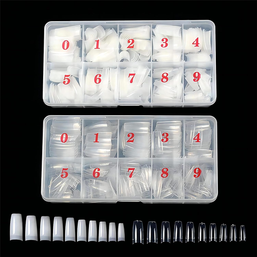 1000Pcs Clear French Acrylic Nail Tips Natural Half Cover False Nails W/Storage