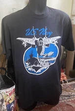 GREAT Vintage ca.1980's US NAVY / Grumman F-14 Tomcat JET Black Screen Stars XL