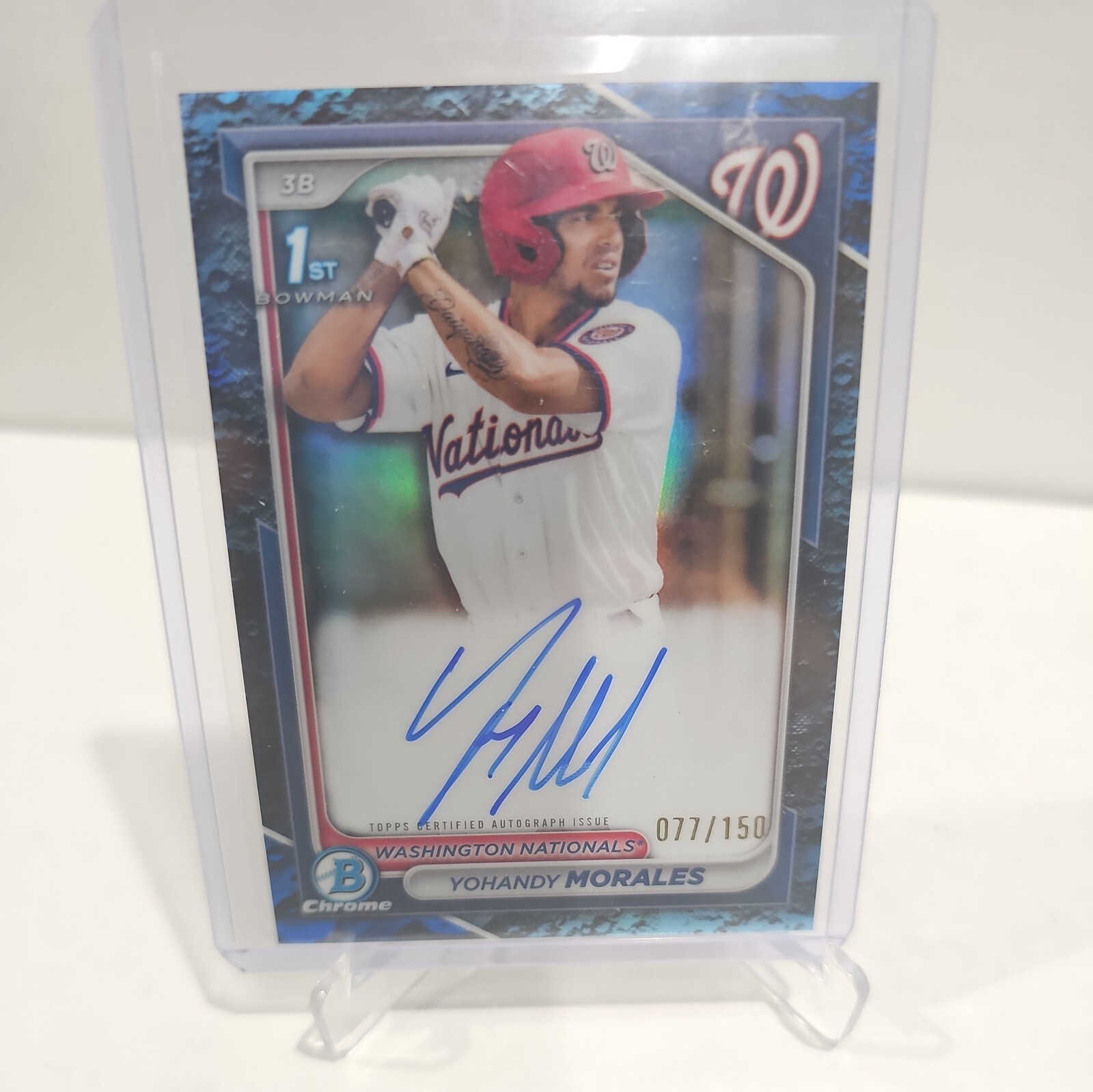 2024 Bowman Chrome 1st Auto Blue Lunar Refractor Yohandy Morales 77/150