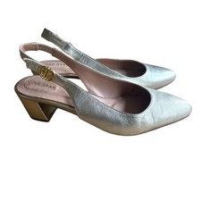 EUC COLE HAAN The Go-To Slingback Pump Gold Leather Pointed Toe Flats SIZE 7.5B