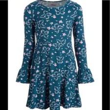 Epic Threads Girls Floral Butterflies Dress Bell Sleeves Blue Large NEW