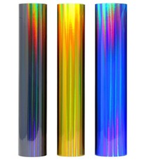 VViViD DECO65 Holographic Chrome Black, Gold, Blue Adhesive Vinyl Bundle 1ft...