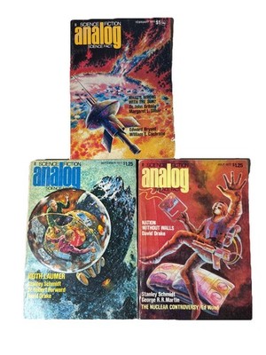 Lot of 3 Analog Science Fiction & Fact Magazines 1977 David Drake George RRM