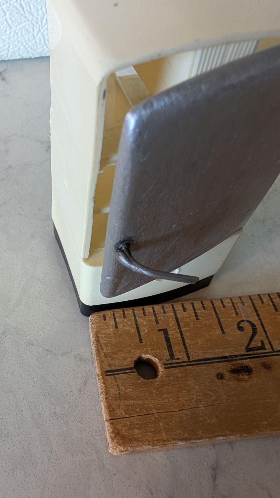 Dollhouse Refrigerator Cream Plastic & Silver Metal Retro Style 