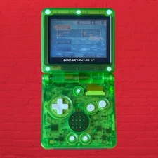 Nintendo Game Boy Advance SP - Clear Green Custom Shell New Battery