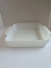 Vintage Anchor Hocking Fire King 8” Square Bake Dish 1452 Milk Glass Handle