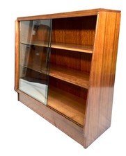 Antique Mid Century 1950s Wooden Display Bookcase Cabinet with Glazed Doors