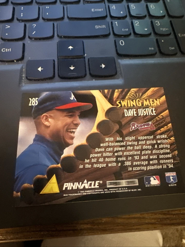 1995 Pinnacle - David Justice #285 - Image 2 of 2