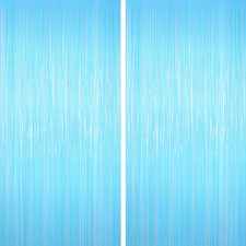 Macaron Light Blue Tinsel Backdrop Foil Fringe Curtains - 2 Packs Door Streamers