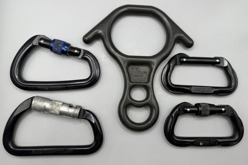 Role Climbing Lot Of 5 ~ BW Descender, Omega 97 & Black Diamond Carabiners