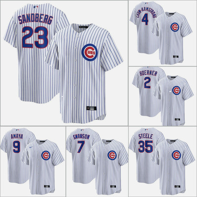 Chicago Cubs Pinstripe Home Jersey MLB Baseball Shirt Size S-5XL