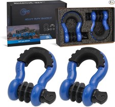 D Ring Shackle (2 Pack) 62,700 Ibs Break Strength with 7/8" Screw Blue-Black