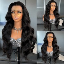 Lace Front Wigs Off black Long Wavy Invisible Hairline Synthetic Hair