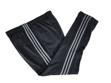 Adidas Men's L Primegreen Black Track Pants Gray Stripes Zip Ankle Performance