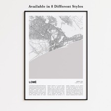 Lomé City Map Print, Maritime Travel Poster, Modern Map, Wall Decor Art