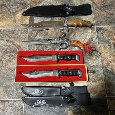 Lot Of 4 Fixed Blade Knives Never Carried Or Sharpened 