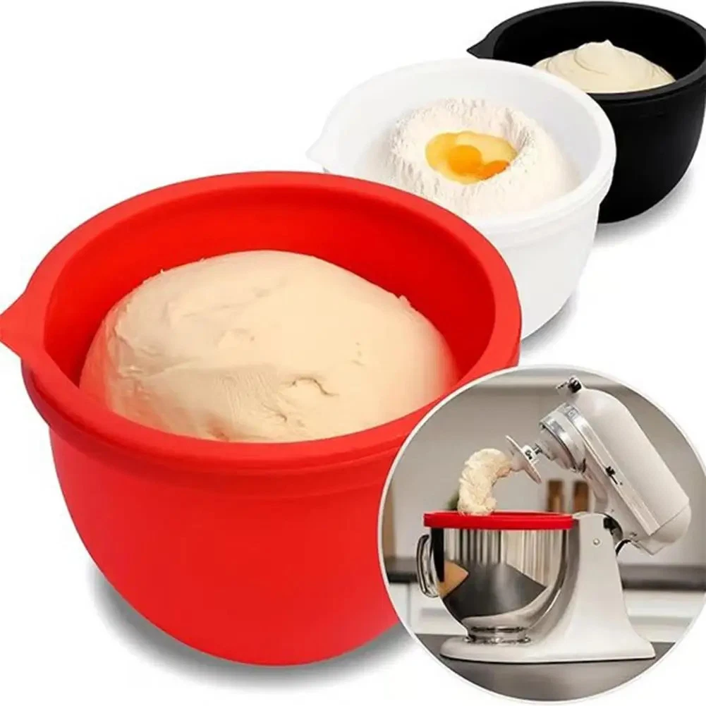 Silicone Bowl Liner with Lids 5 Qt Heat Resistant Non-Slip Mixer Accessory