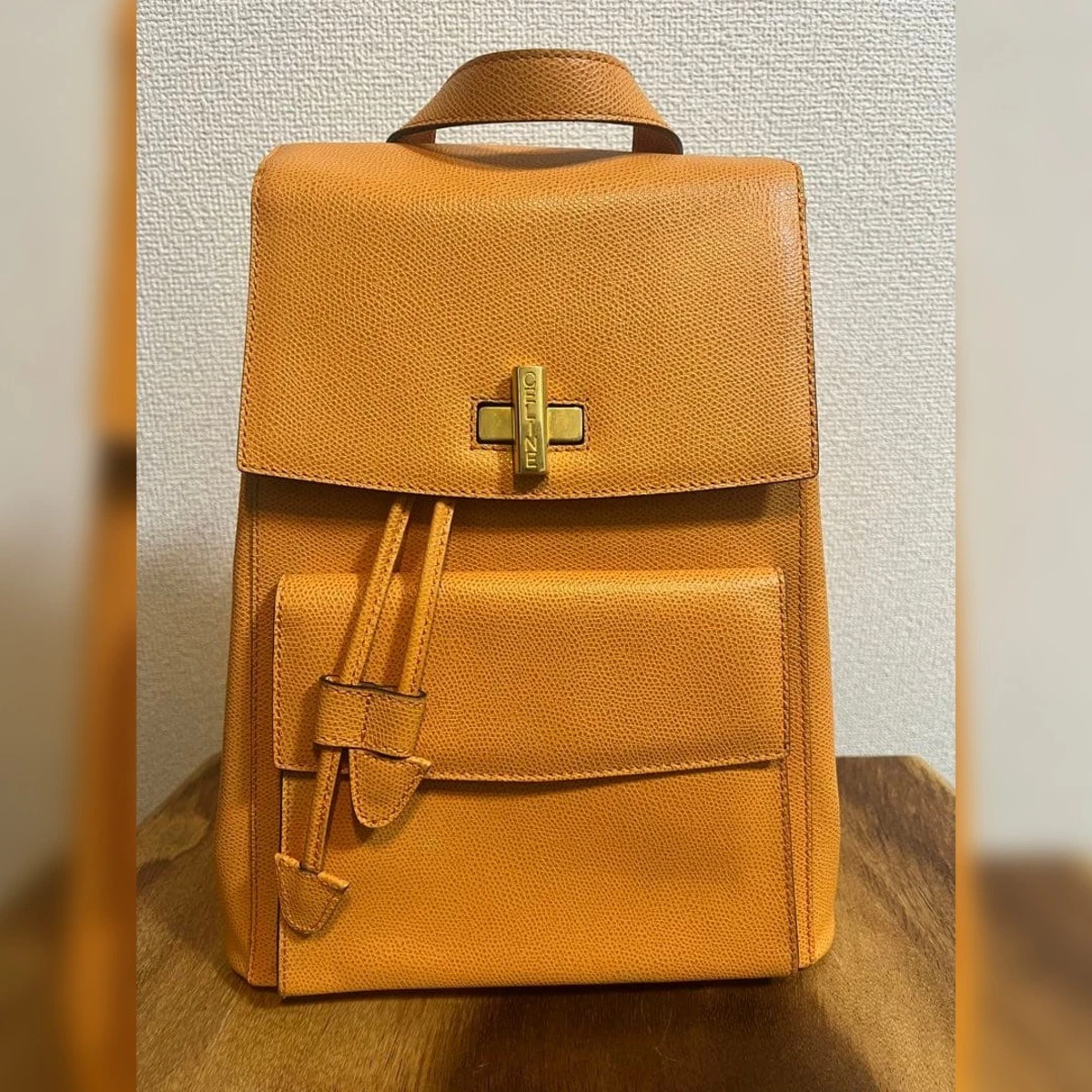 Celine Vintage Tan Backpack Elegant and Functional Celine Triomphe Canvas Calfskin Mini Folco Backpack White  main image 3