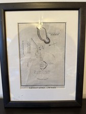 Original 1785 Antique Plan of Lewes Castle in Sussex - Framed Copper Engraving