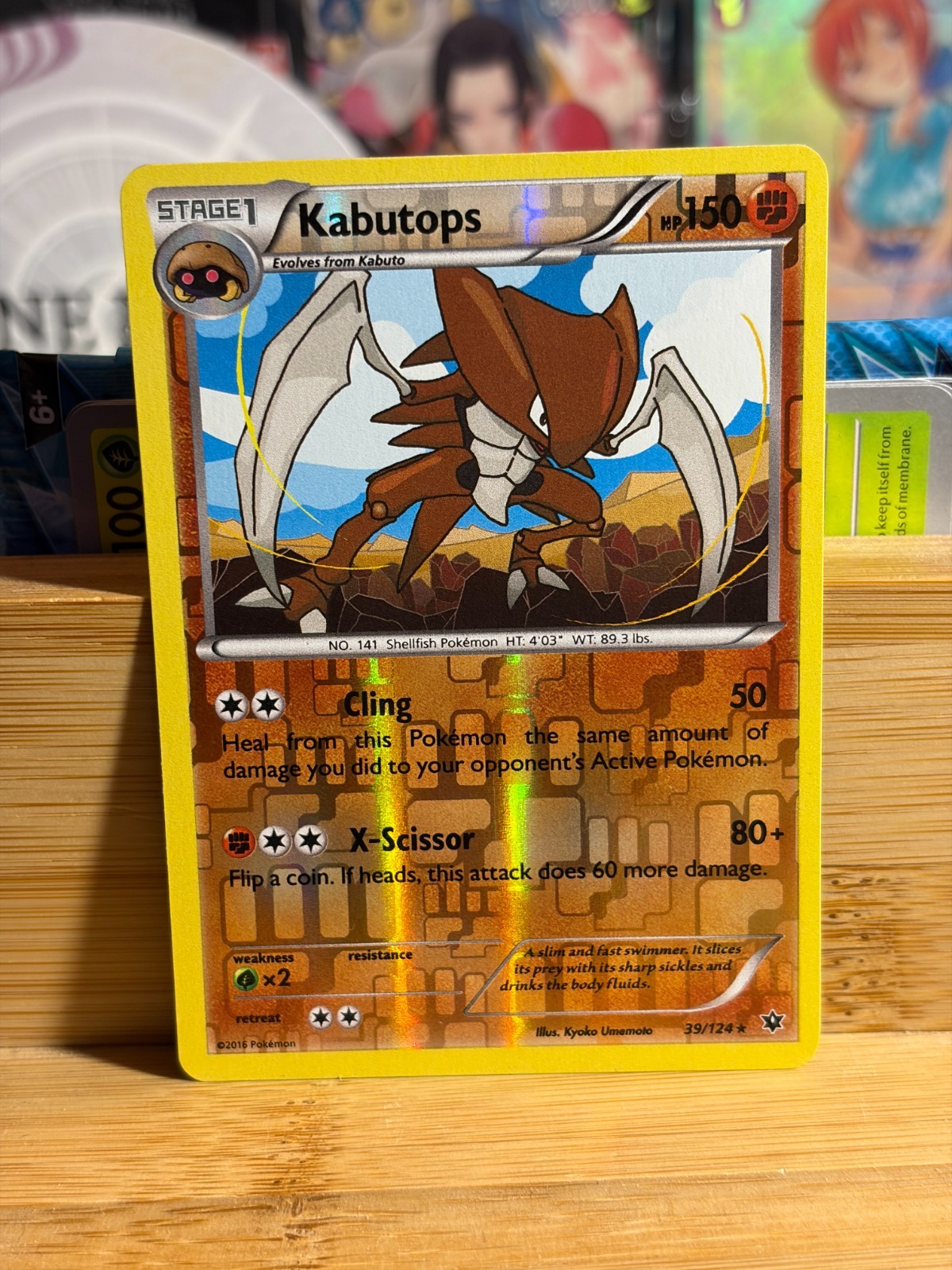 KABUTOPS 39/124 XY Fates Collide Reverse Holo Rare Pokemon TCG Near Mint