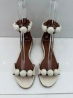 ALAIA IVORY LEATHER LA BOMBE STUDDED FLAT SANDALS SIZE 37.5 (7.5) $1,390 — photo 2
