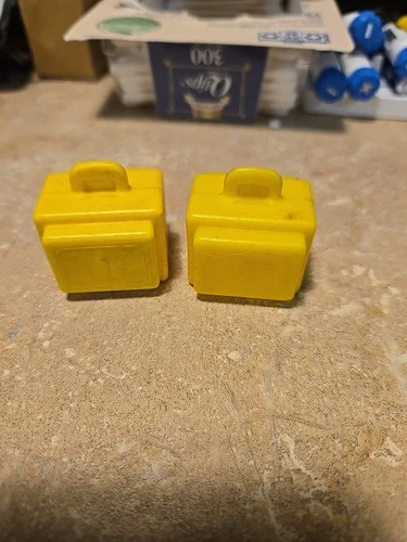 Vintage Fisher Price Little People Airport 2 Luggage Suitcases Yellow Lot