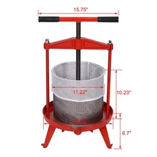 Stainless Steel Fruit Wine Press 3.7Gal/14L T-Handle Heavy Duty Juice Maker