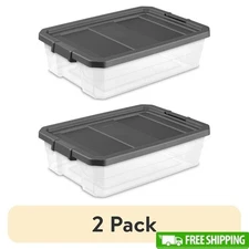 40 Quart Stackable Storage Bins 2 Pack Durable Plastic Containers W/ Latch Lid