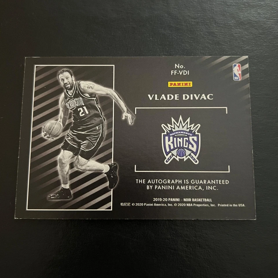 2019-20 Panini Noir Freeze Frame Signatures Auto Vlade Divac /49 Kings - Image 2 of 2