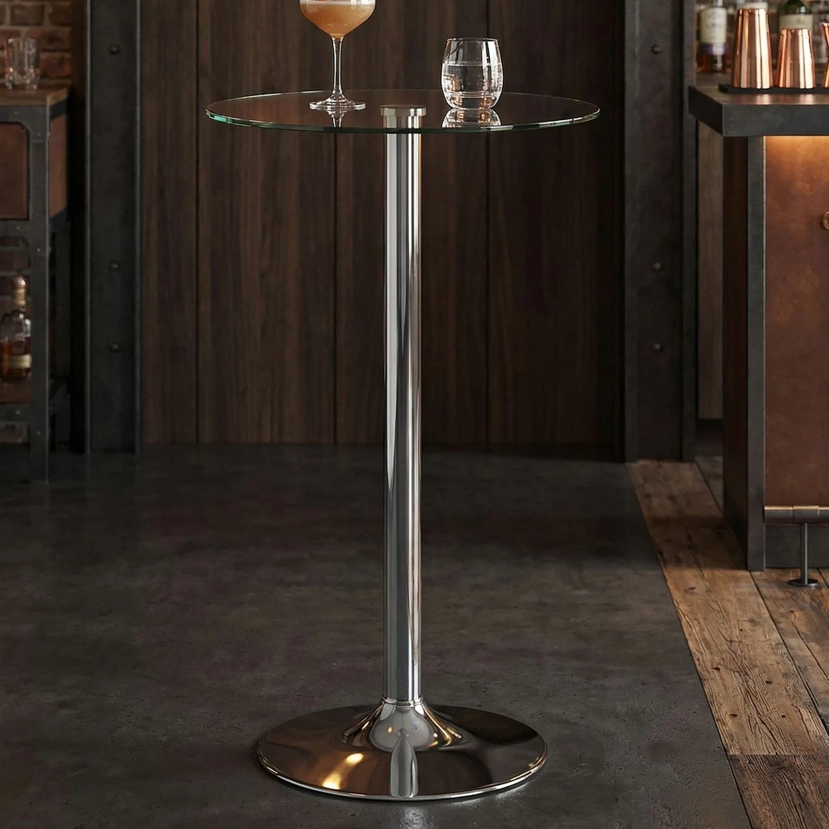 Table Ronde Table Haut en Métal pour Jardin Bistro Cuisine Salle à