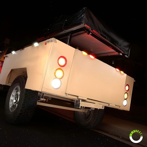 TRUE MODS 2pc 4" Round White 24 LED Trailer Tail Lights [DOT 2 Pack, - Foto 4 di 6