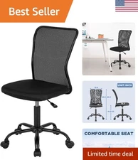 Ergonomic Mid Back Mesh Office Chair with Lumbar Support - Armless & Adjustable