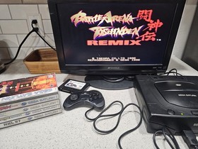 Sega Saturn Model 2 MK-8000A W/ 13 Games, Backup Cart, Controller And Cables