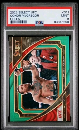 2023 Panini Select UFC Conor McGregor Mezzanine Emerald Green Prizm 5/5 PSA 9