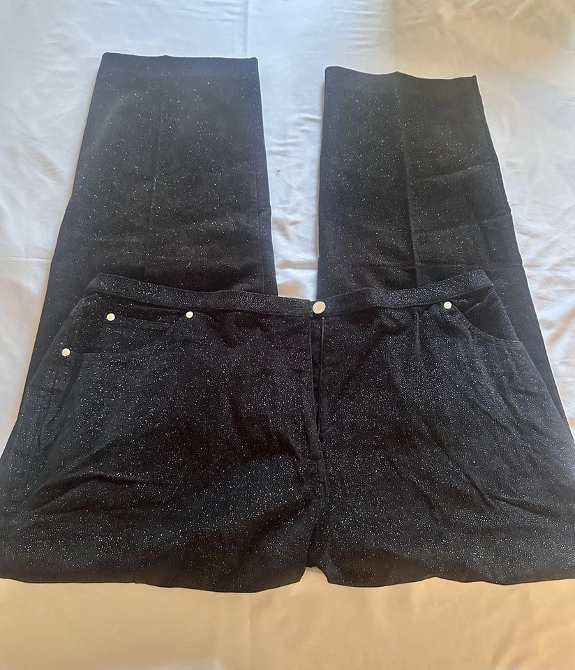 🩷Susan Graver Estilo 22W Negro/Plateado Pantalones de mezclilla elásticos Algodón Nuevos Foto 4 de 4