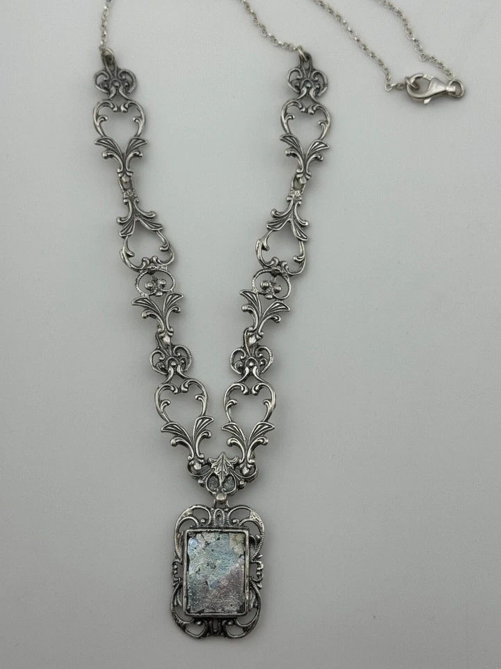 Collar de cristal romano de plata de ley Or Paz Israel Foto 2 de 4