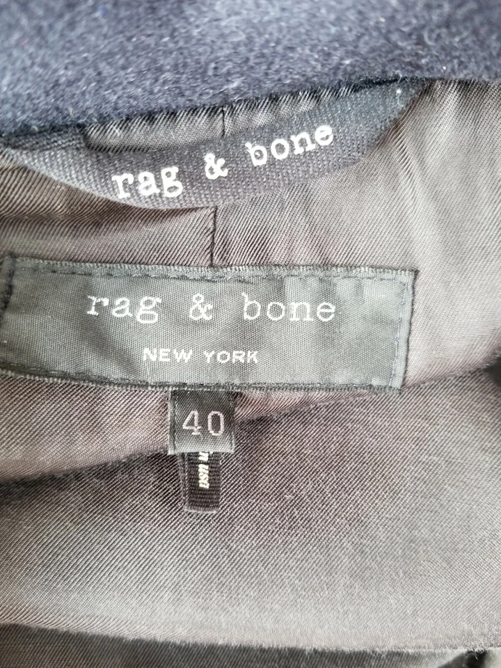 Abrigo Top de Hombre Rag & Bone Azul Lana Tweed — 40 USN ESTILO Mantón de Muelle Botones de Metal Foto 3 de 4
