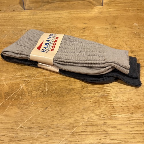 Vintage New Men's Haband Comfort Club Gray Tan Crew Socks USA Medium 10-13 - Picture 4 of 4